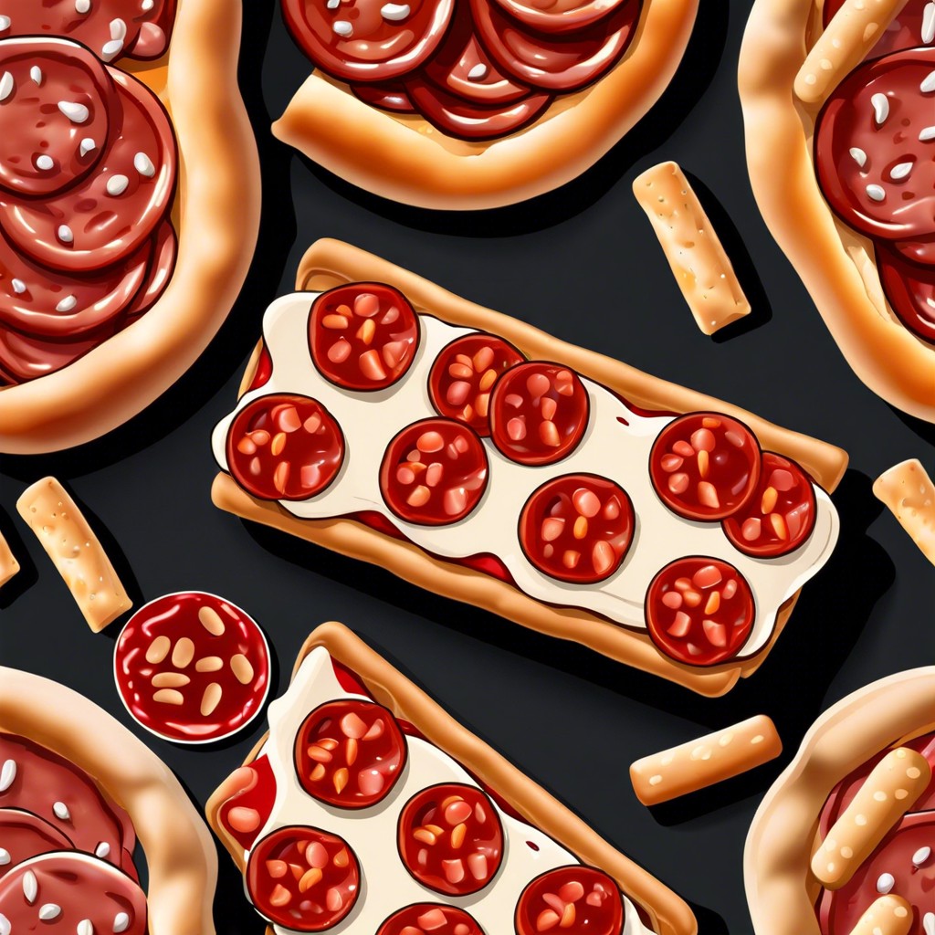 pepperoni slices and italian breadsticks