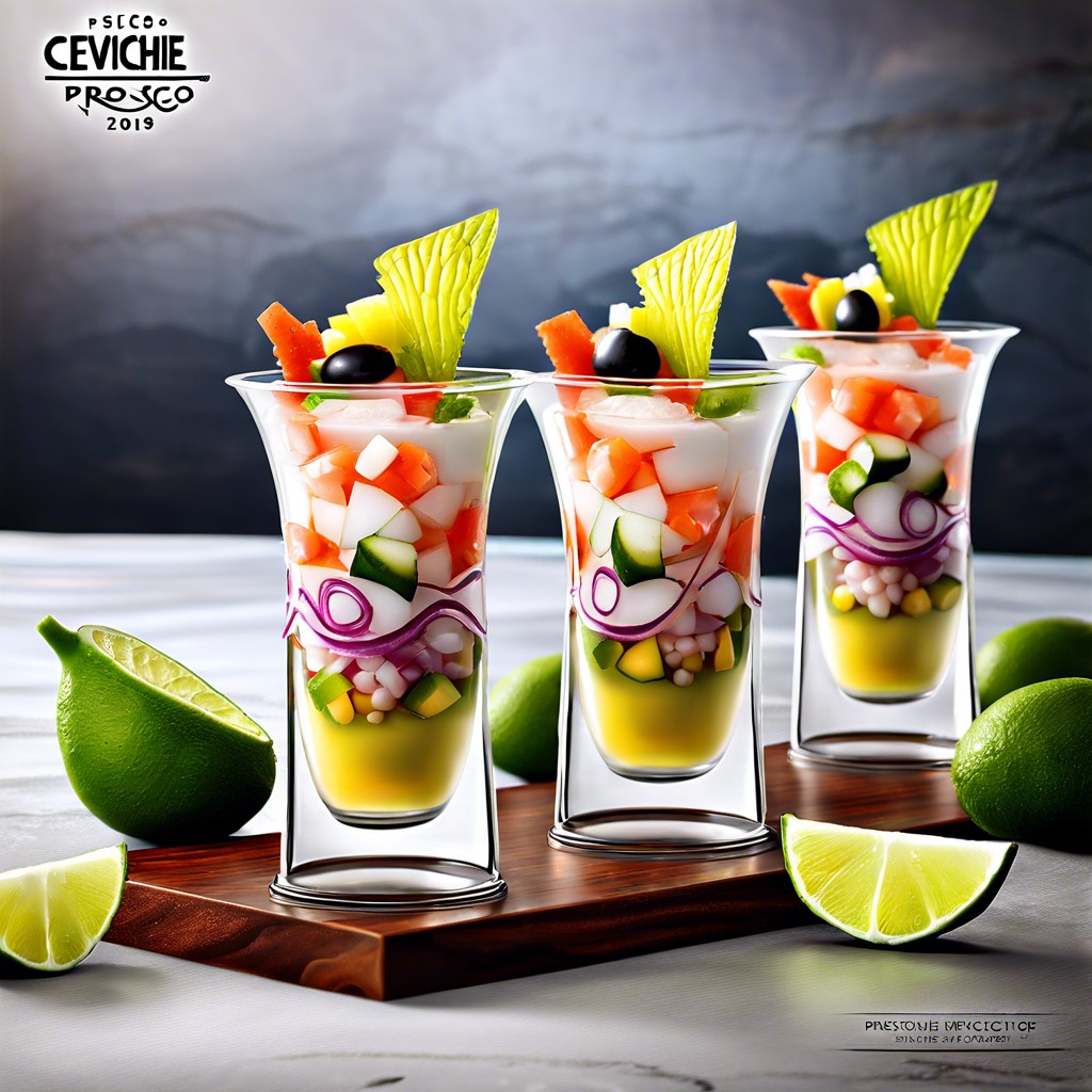 pisco with ceviche cups