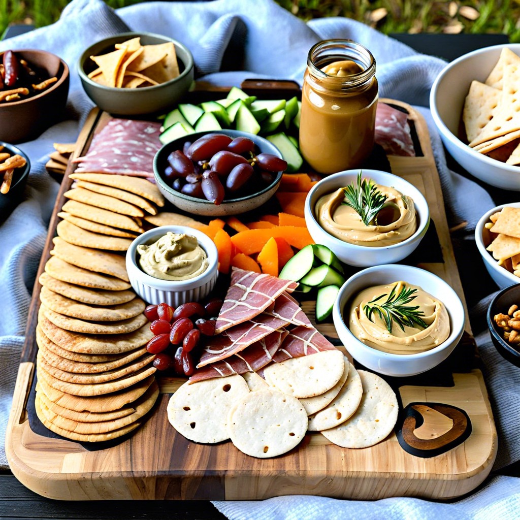 pita chips hummus marinated mushrooms