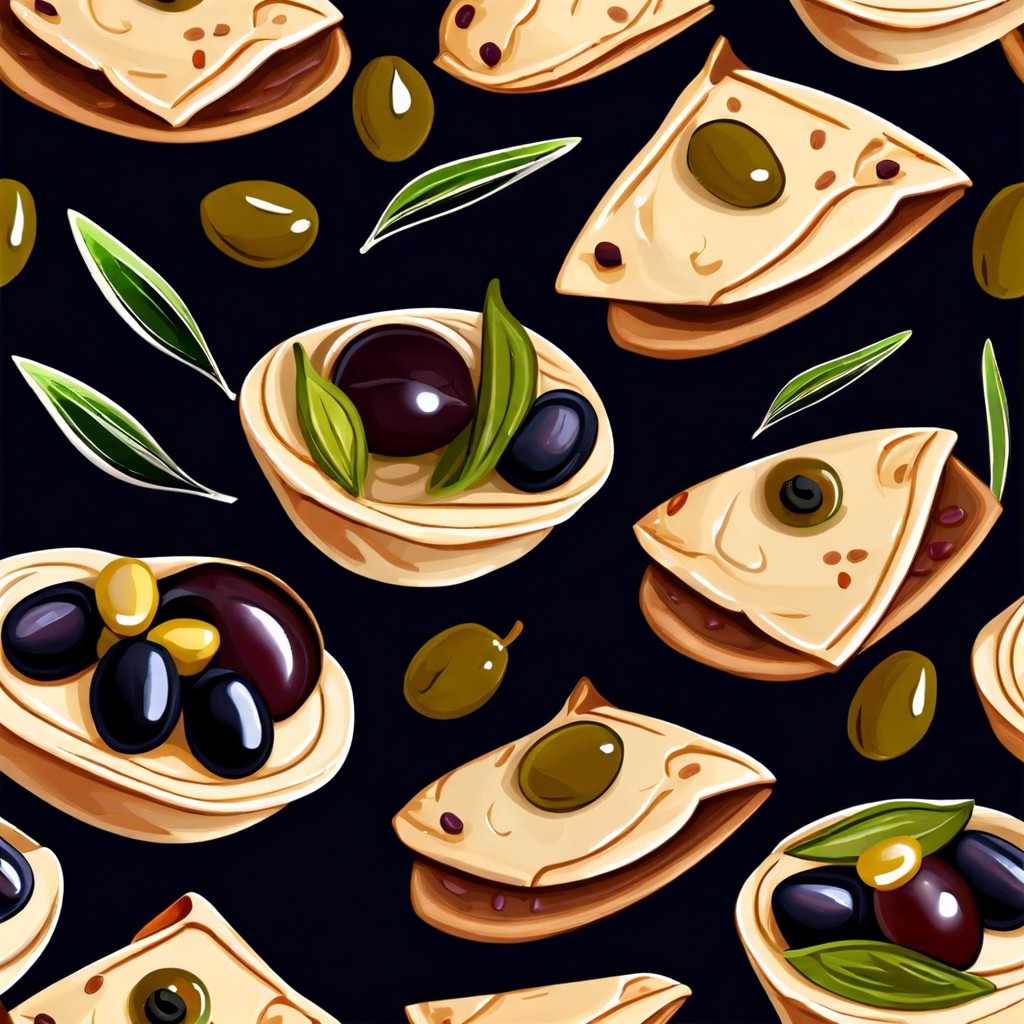 pita with hummus and olives
