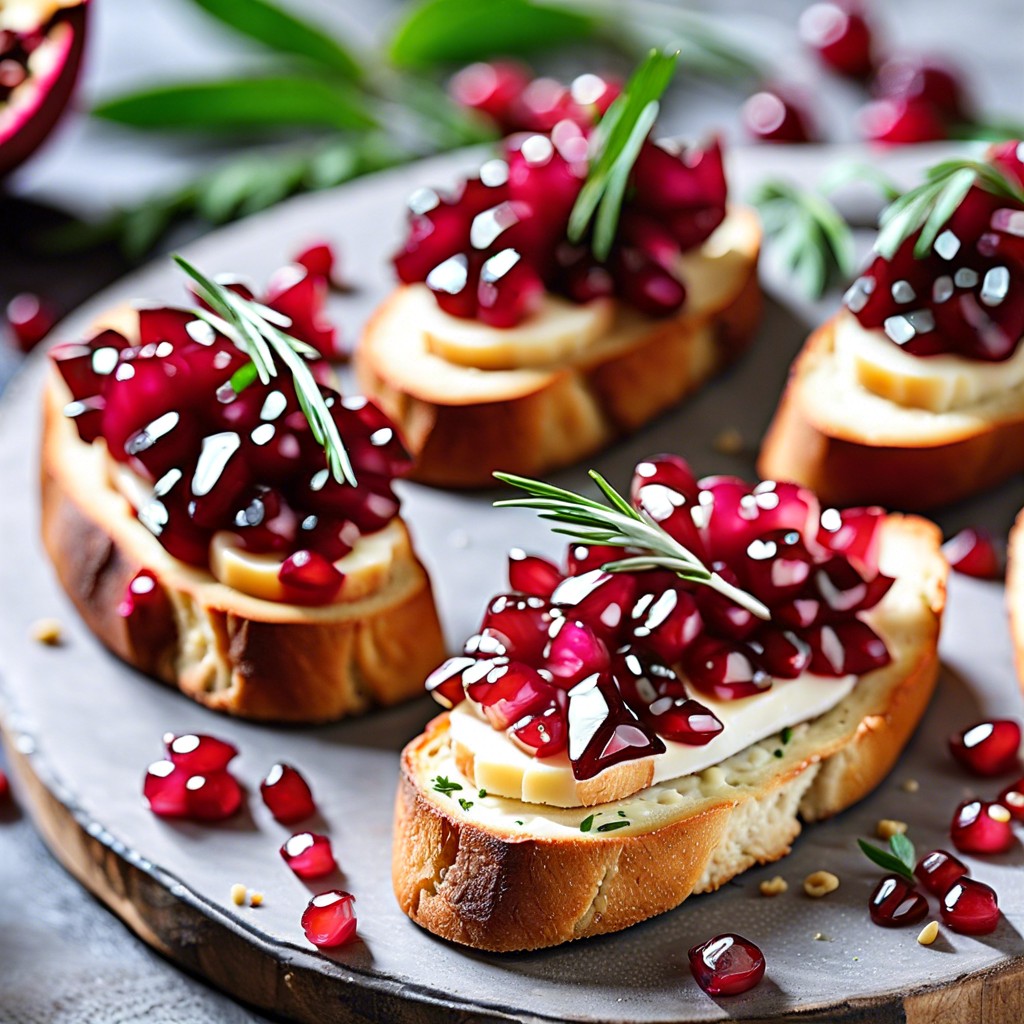 pomegranate and brie crostini