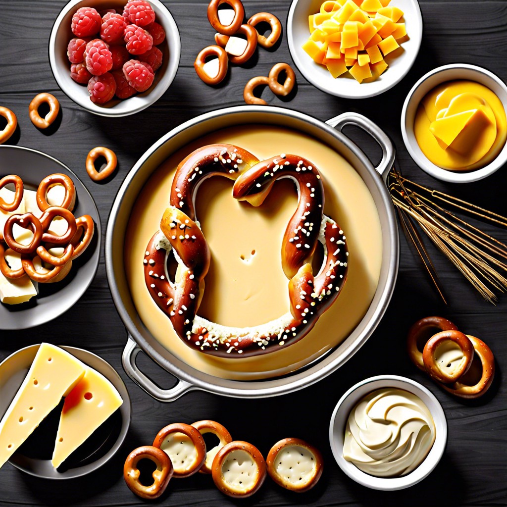 pretzel and cheese fondue