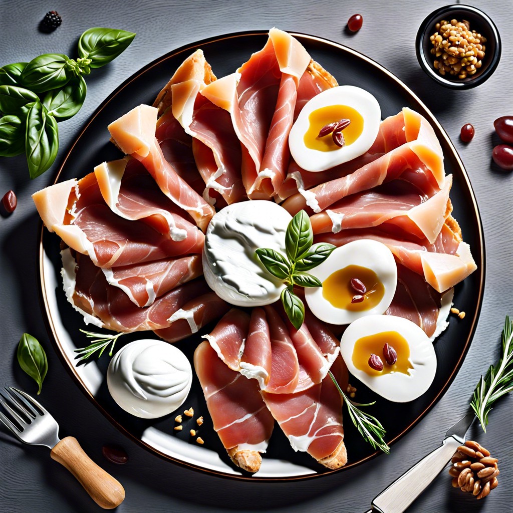 prosciutto and burrata cheese platter