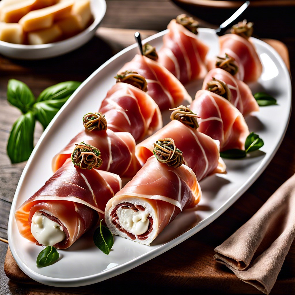 prosciutto and mozzarella rolls