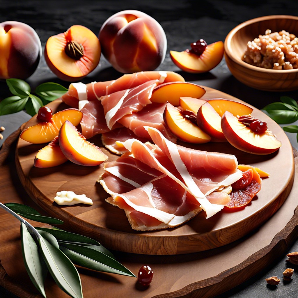 prosciutto and peach slices