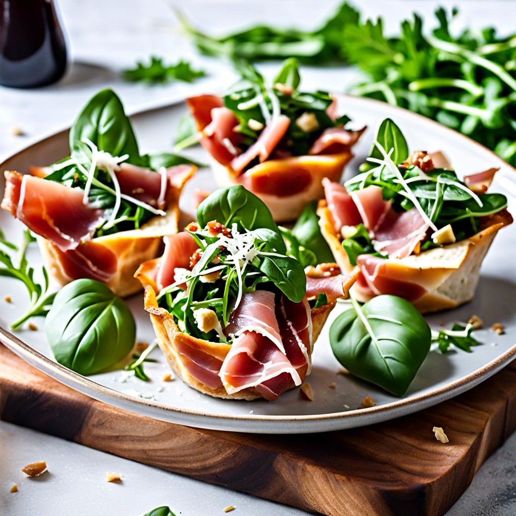 prosciutto arugula and parmesan salad cups