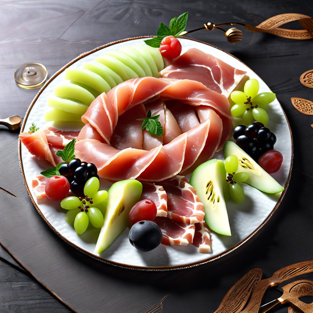 prosciutto with honeydew and mint