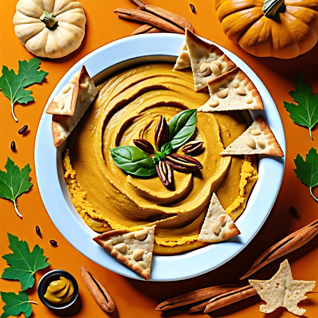 pumpkin hummus with pita chips