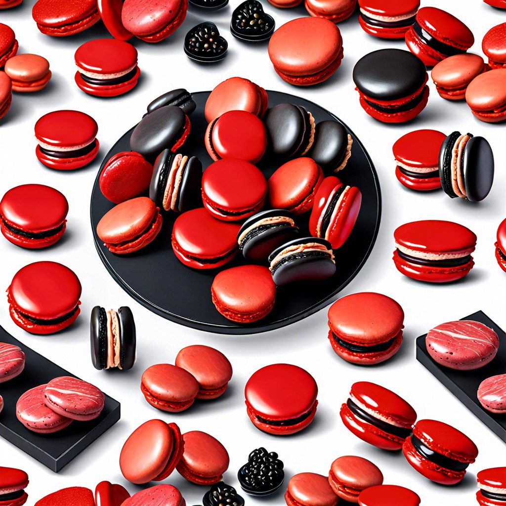 red and black macarons