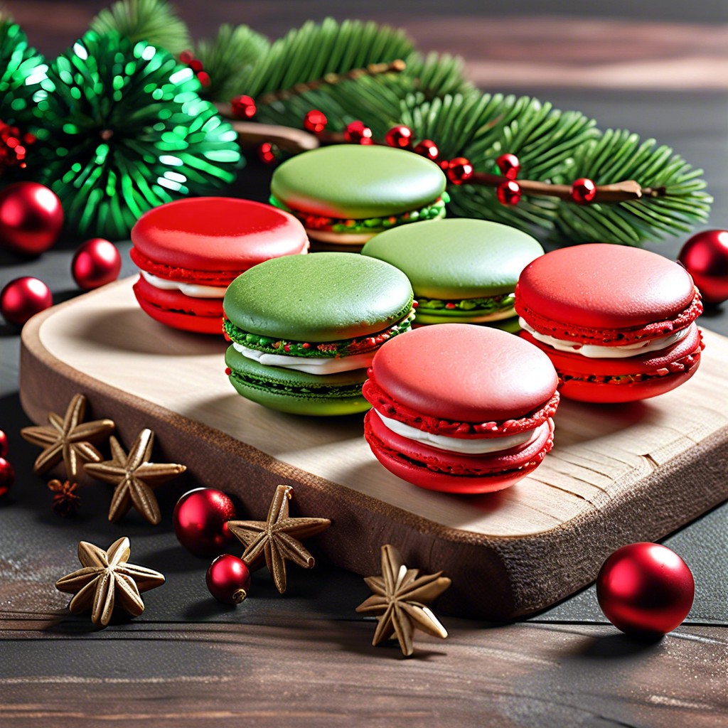 red and green macarons