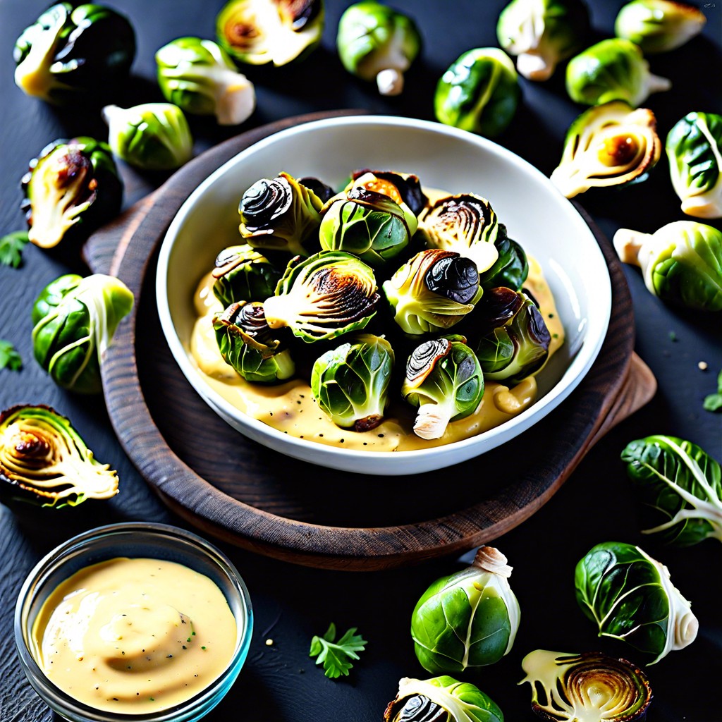 roasted brussels sprouts with mustard aioli