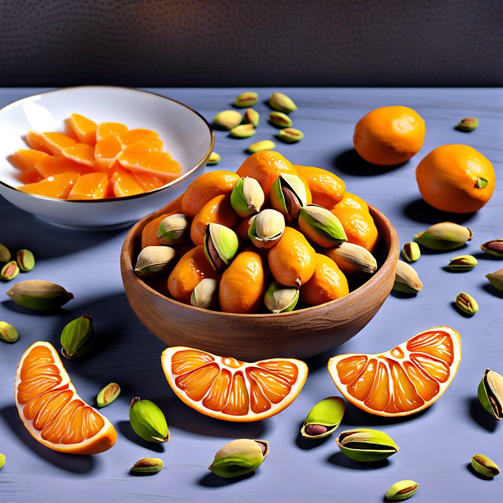 satsuma segments with pistachios