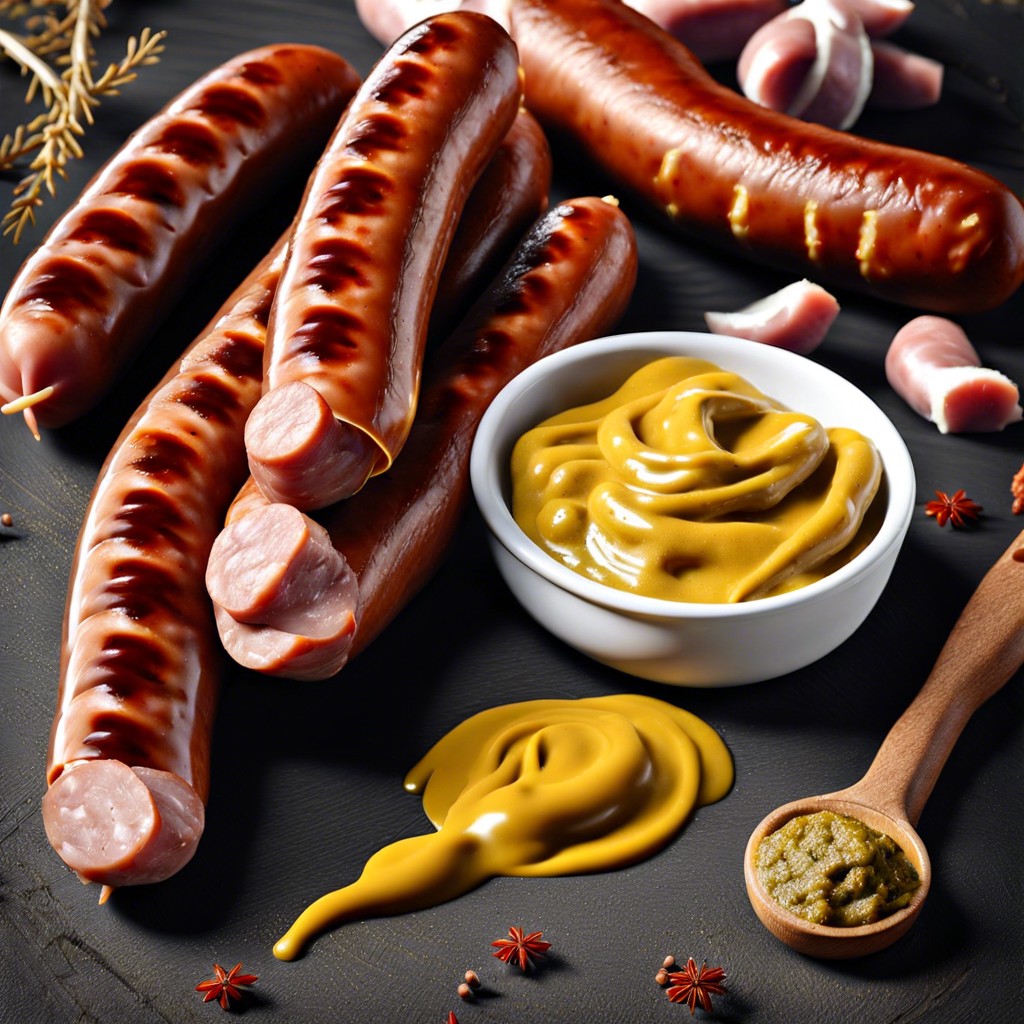 smoked sausages with tangy mustard