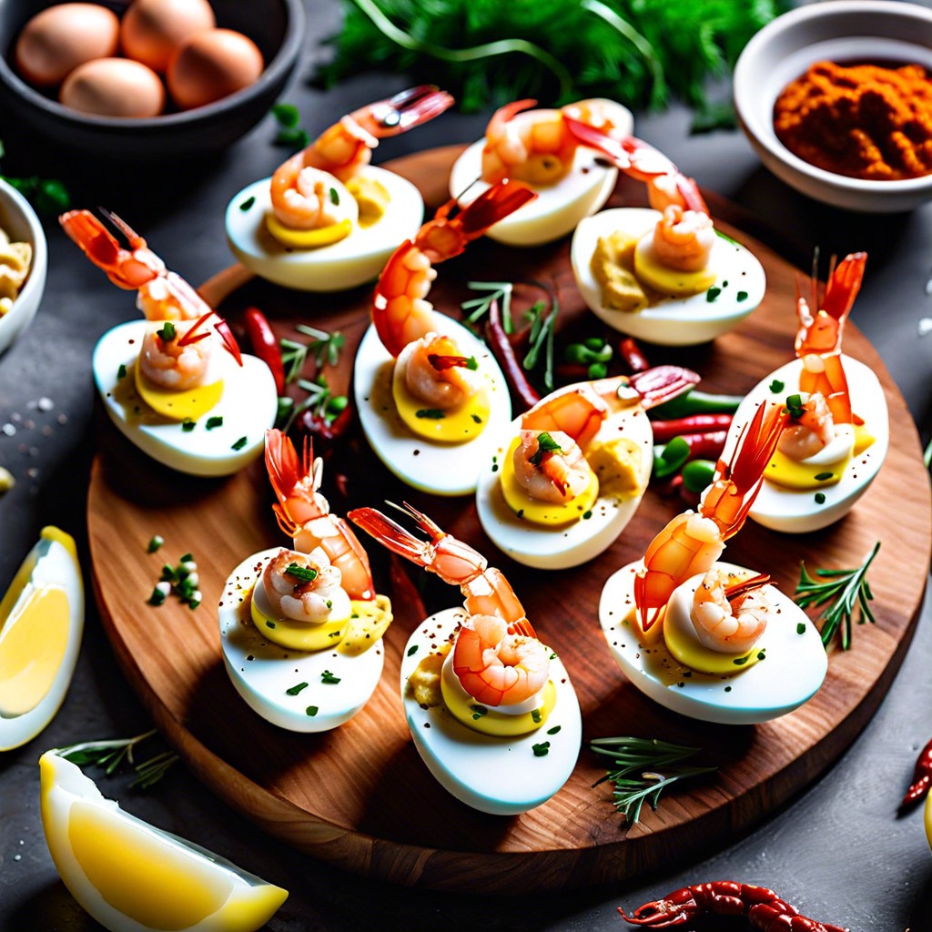 spicy shrimp deviled eggs