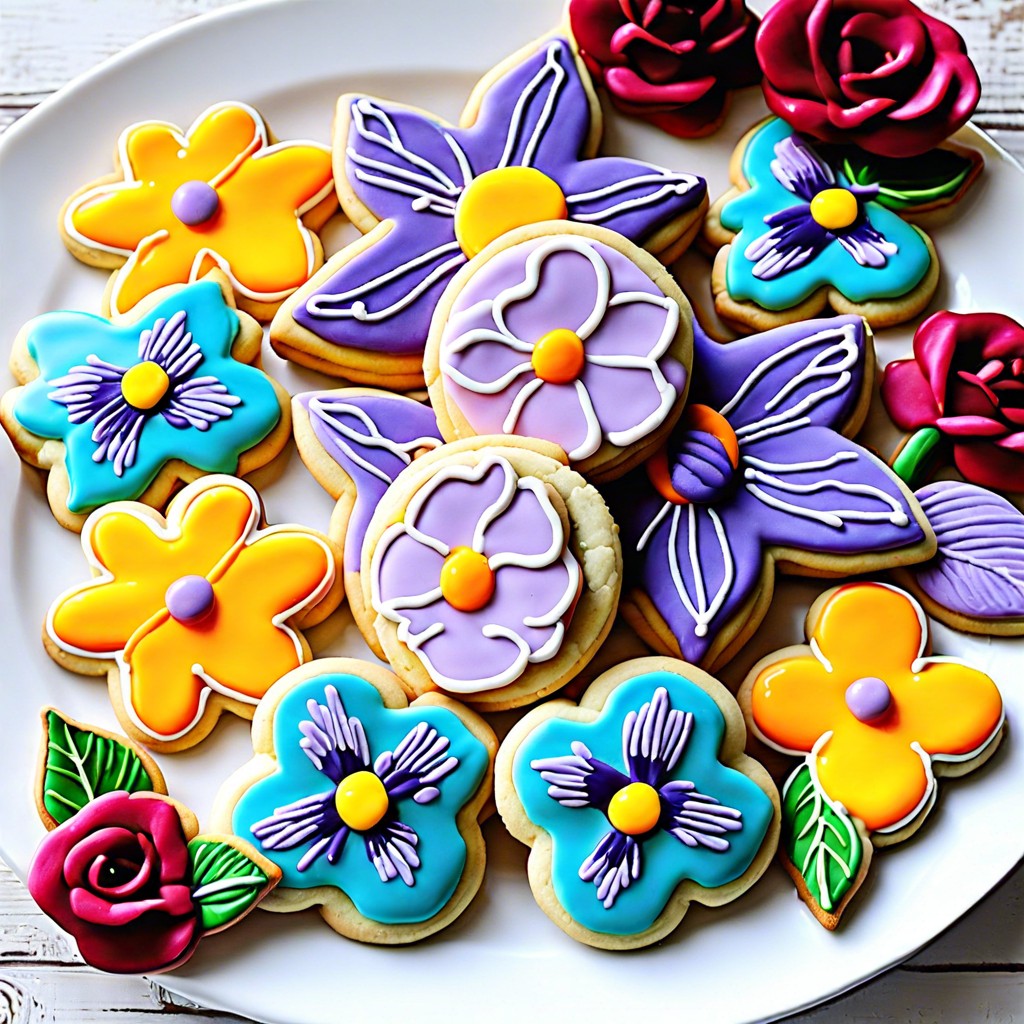 sugar cookies with edible flowers