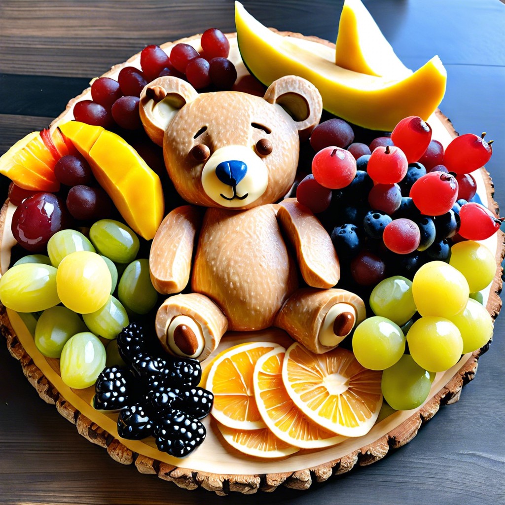 teddy bear themed fruit sculptures