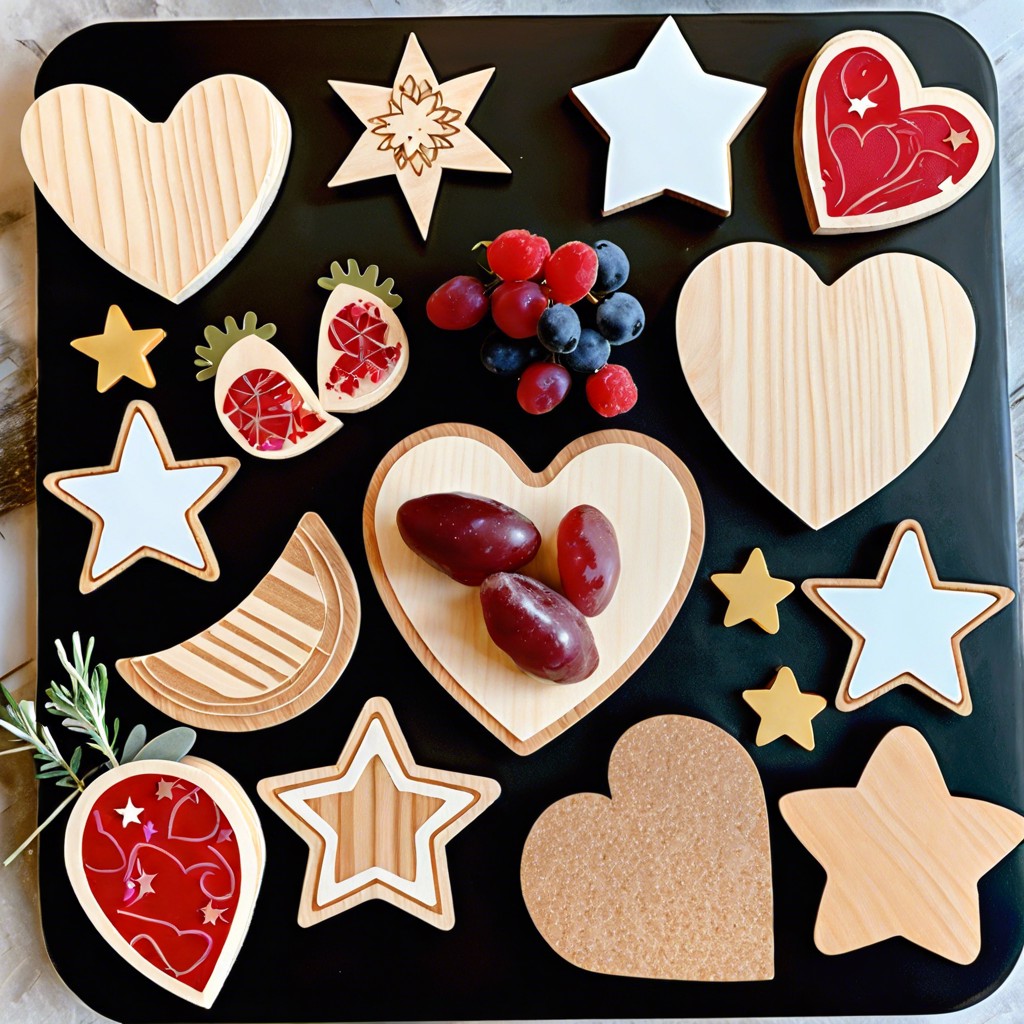 themed shaped boards e.g. hearts stars