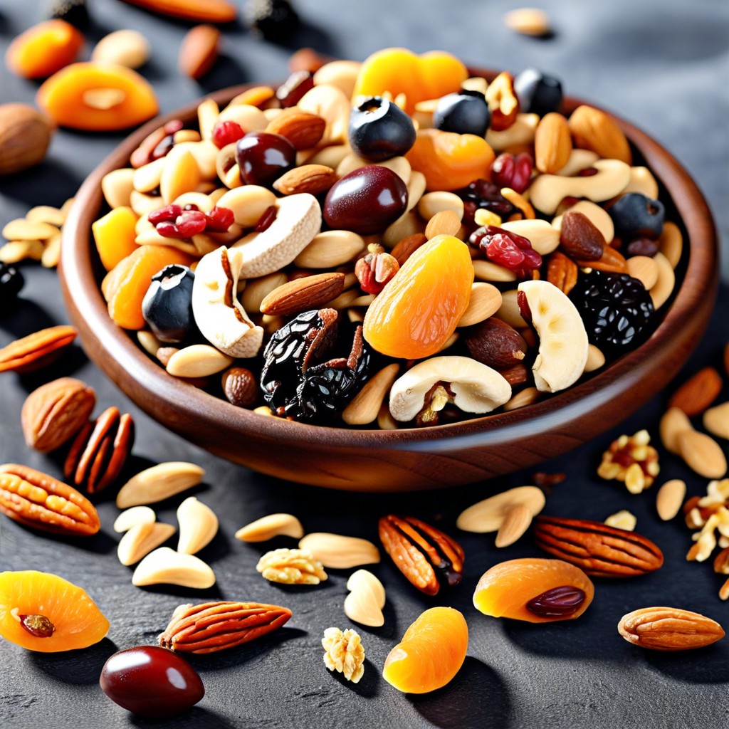 trail mix with dried fruits and nuts