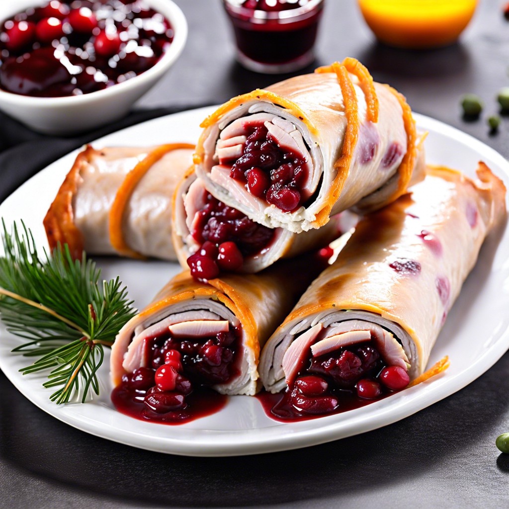 turkey roll ups with cranberry sauce