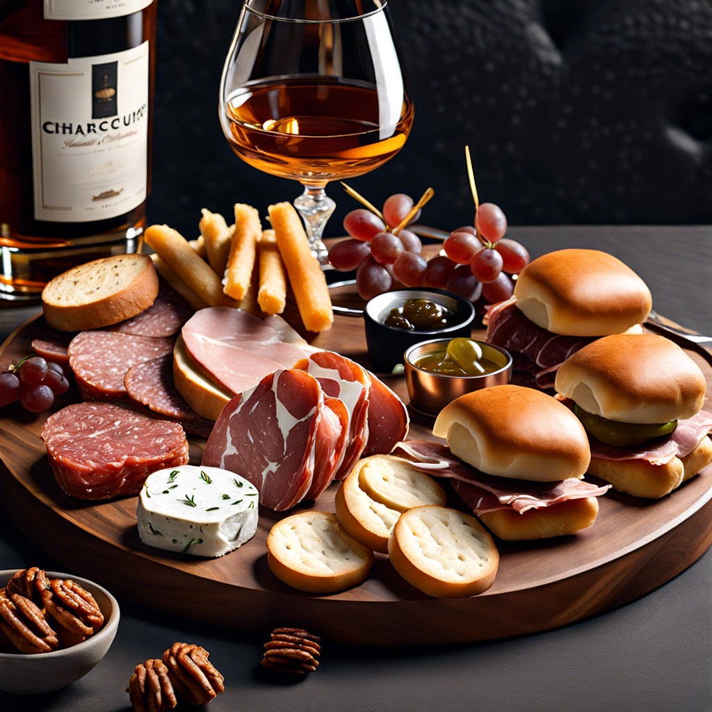 whiskey with mini beef sliders