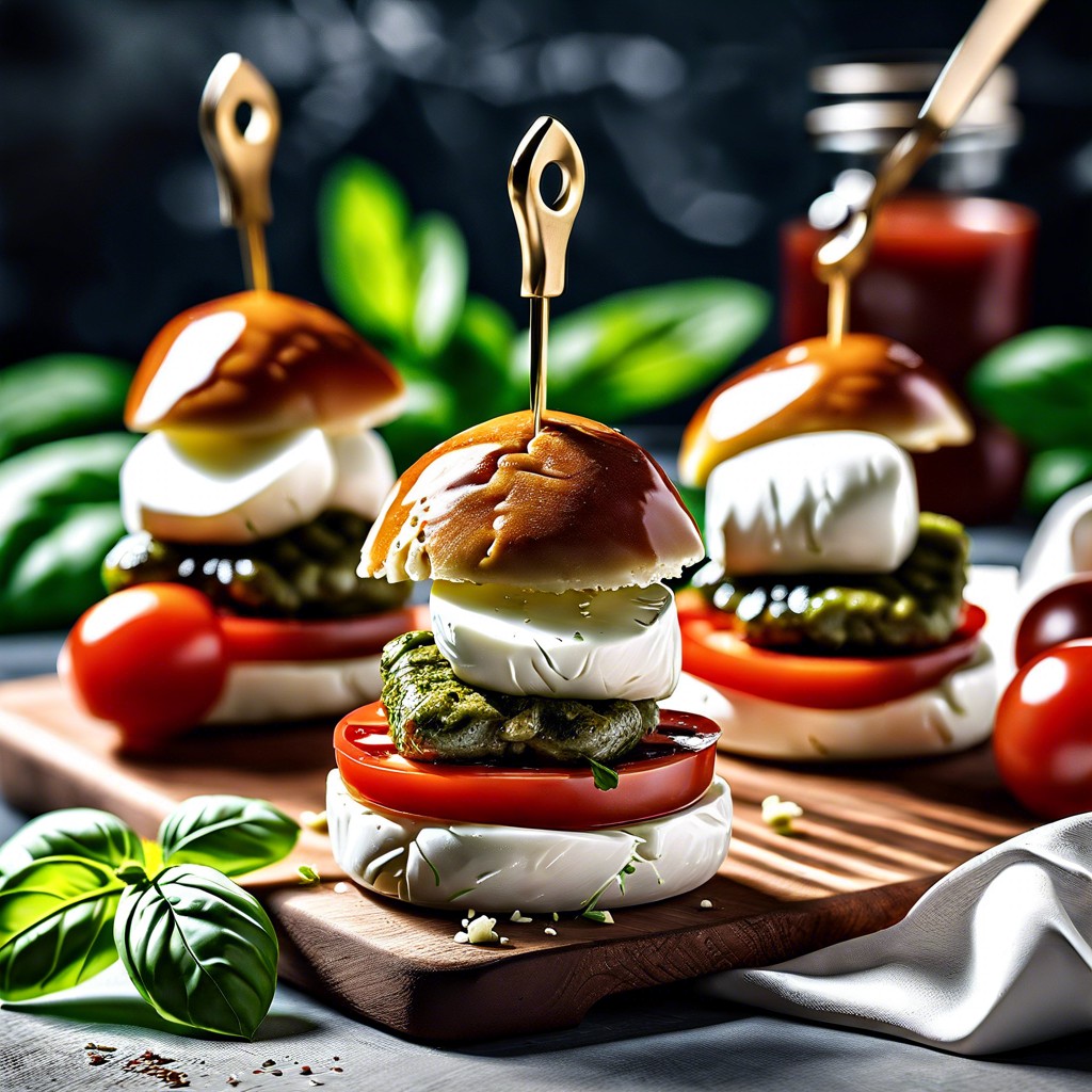 caprese sliders with basil pesto