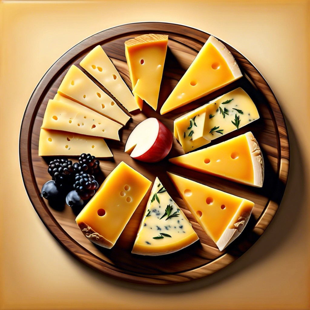 circular board with radiating cheese slices