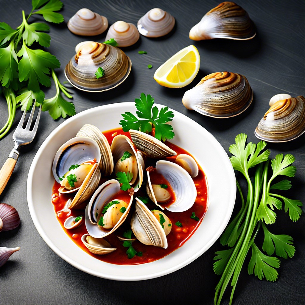 clams in marinara with fresh parsley