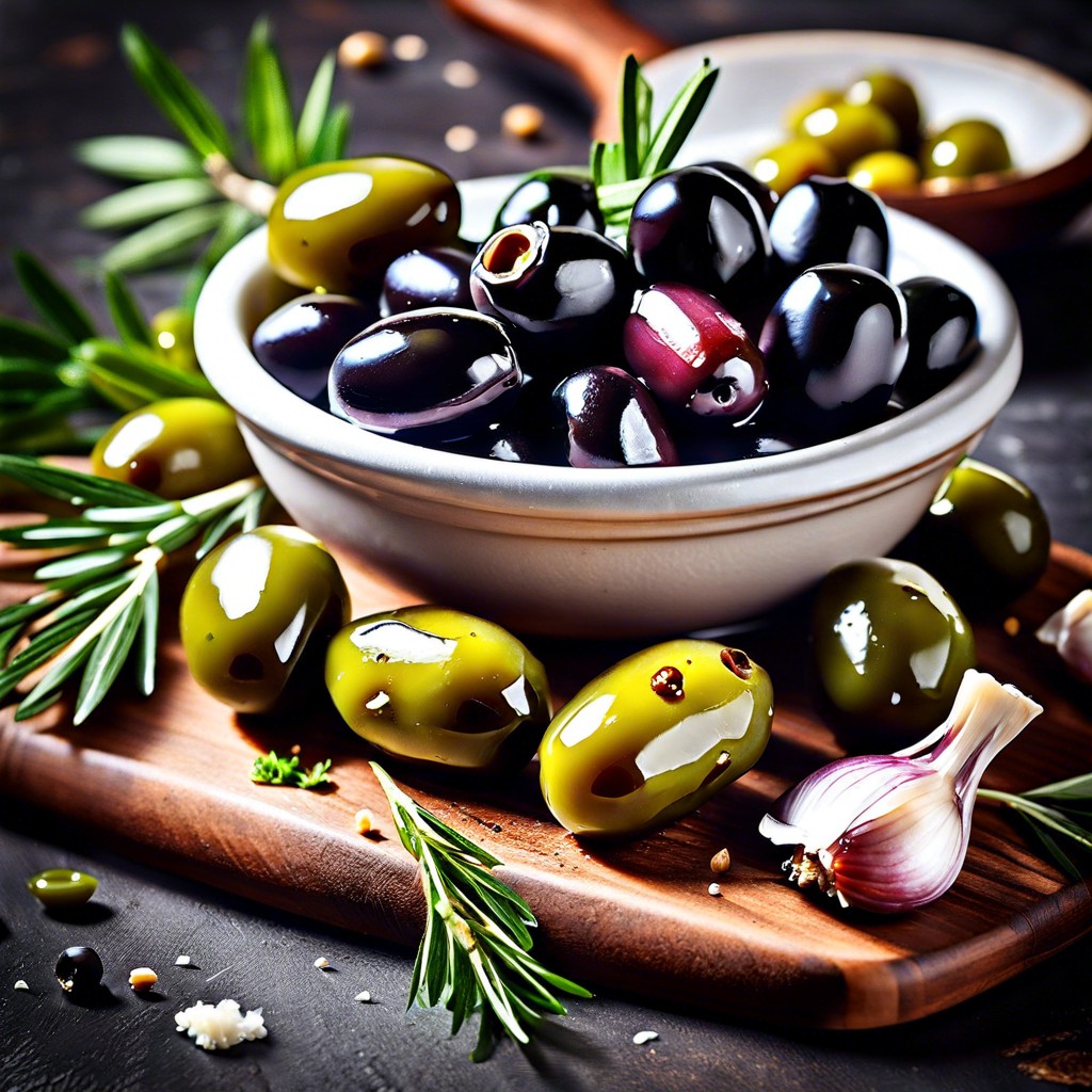 marinated olives with garlic and herbs