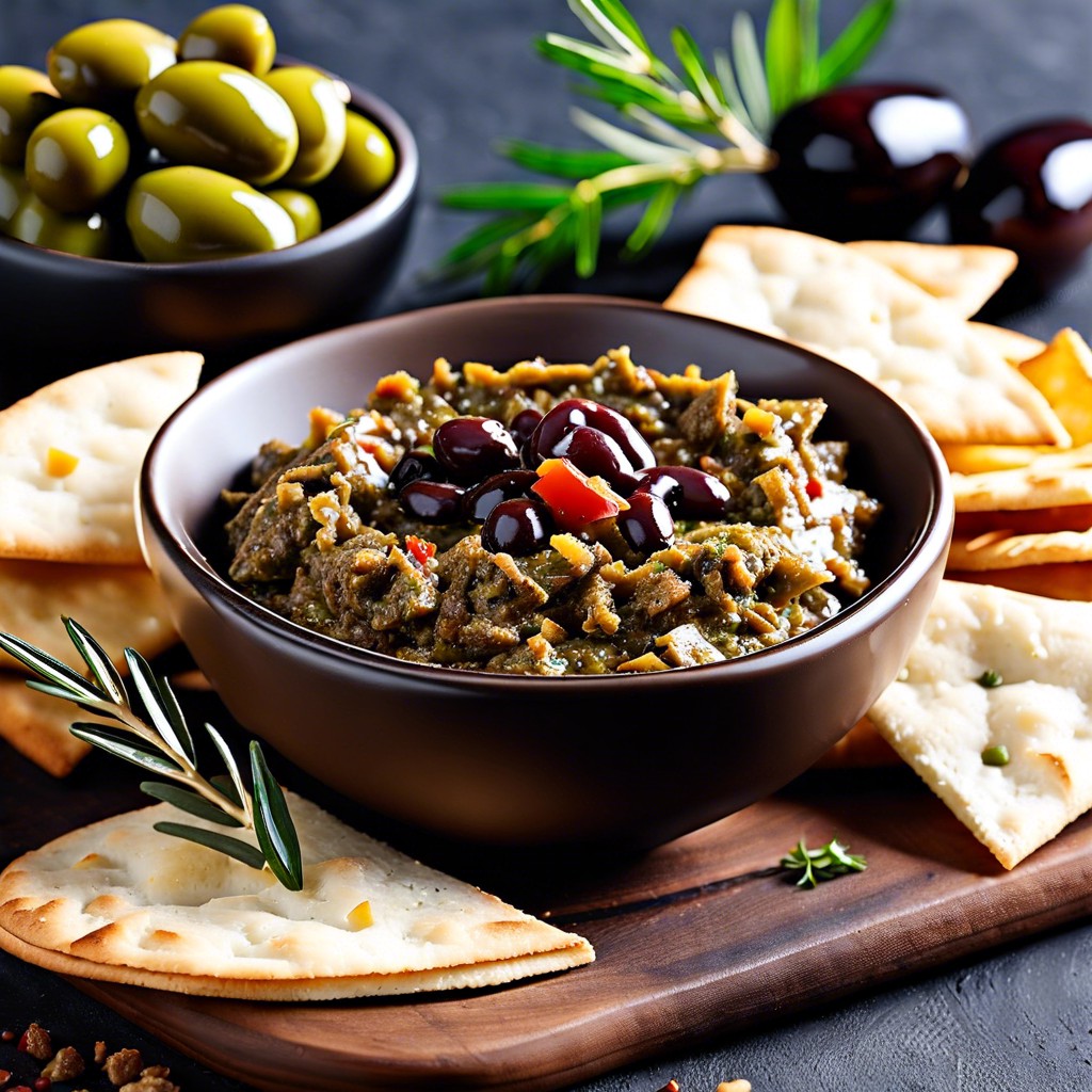 olive tapenade with pita chips