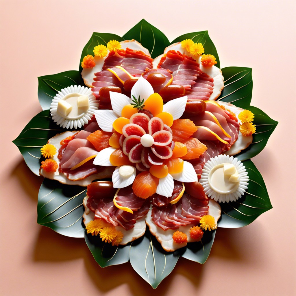 petal shaped cured meats formation