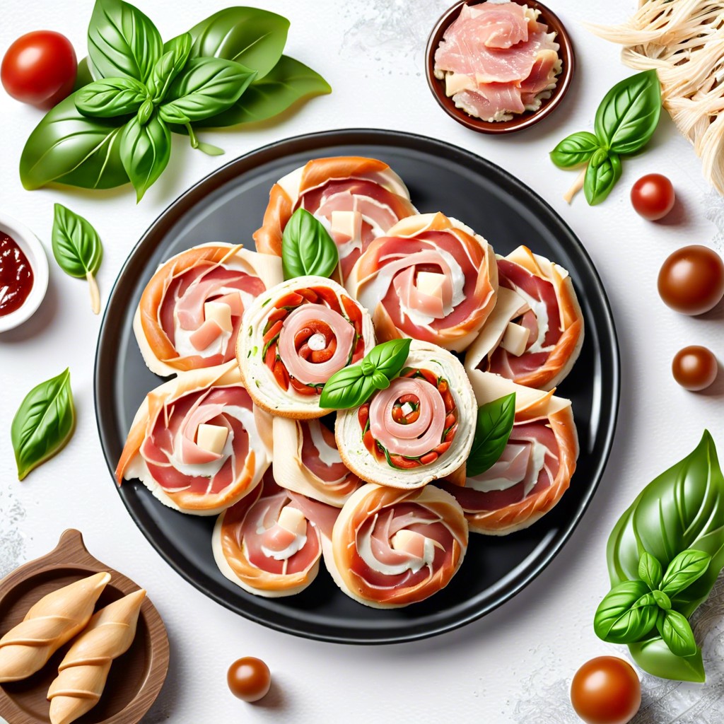 prosciutto and basil pinwheels