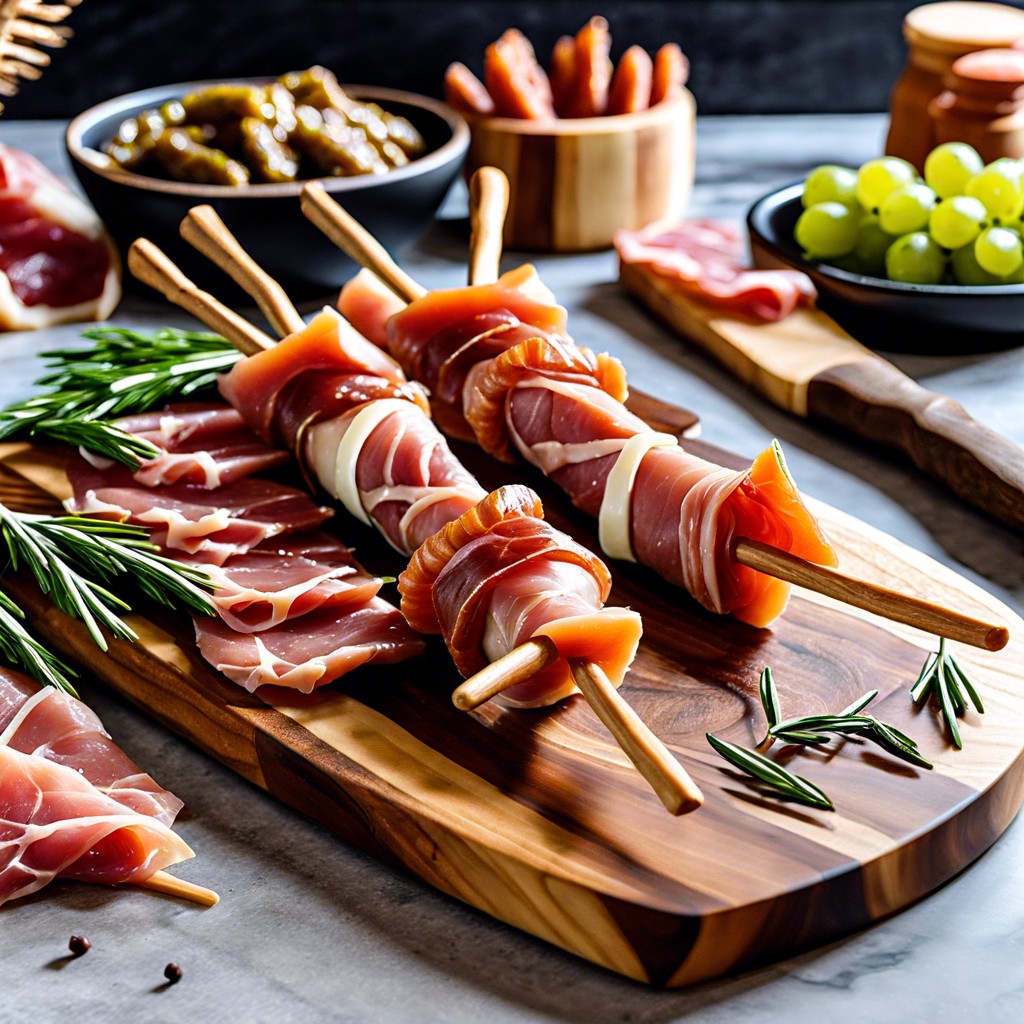 prosciutto wrapped broomsticks