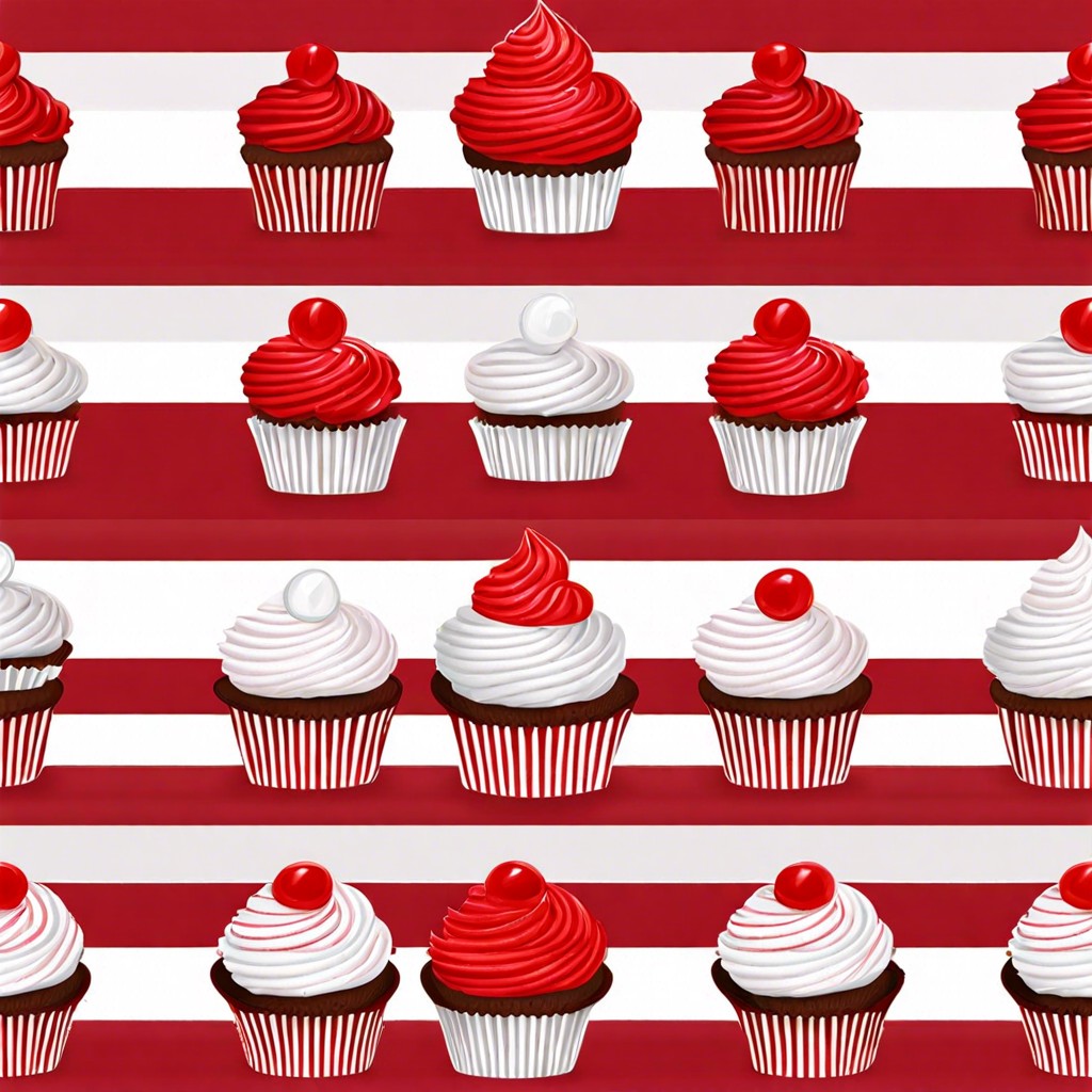 red and white striped cupcakes