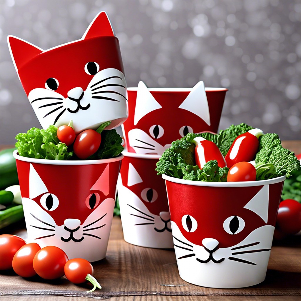 red and white veggie cups