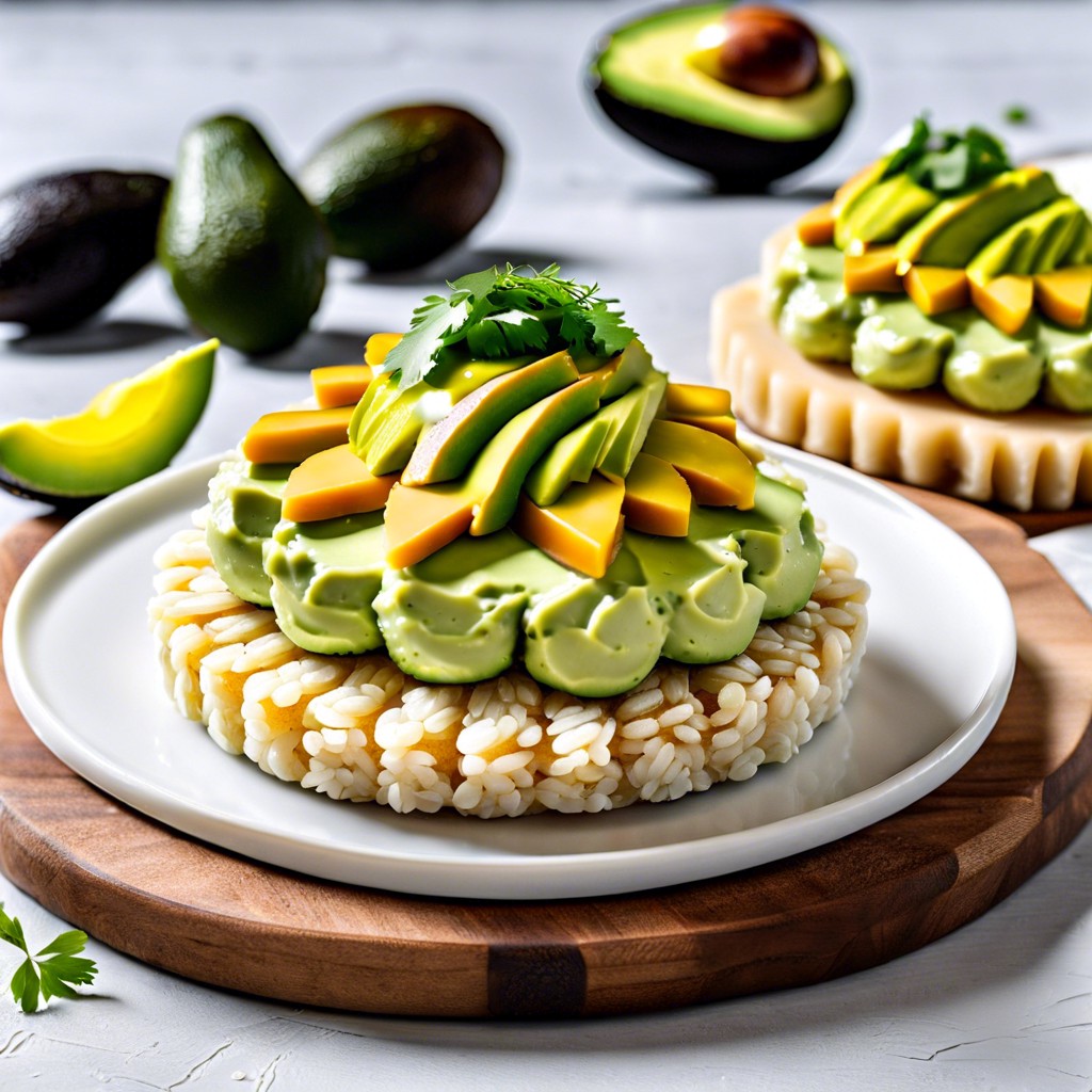 rice cakes with avocado spread