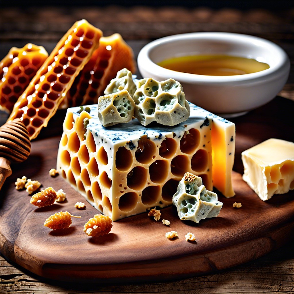 roquefort cheese and honeycomb