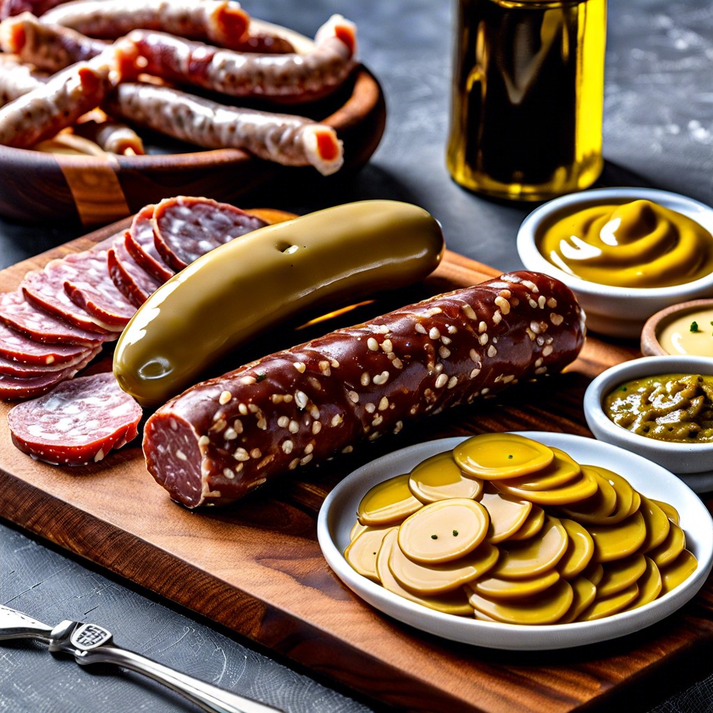 saucisson sec with dijon mustard