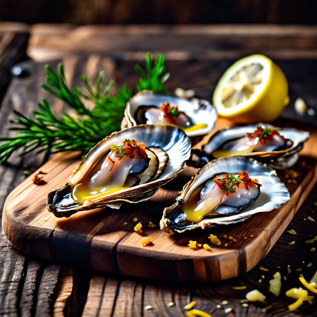 smoked oysters with lemon zest