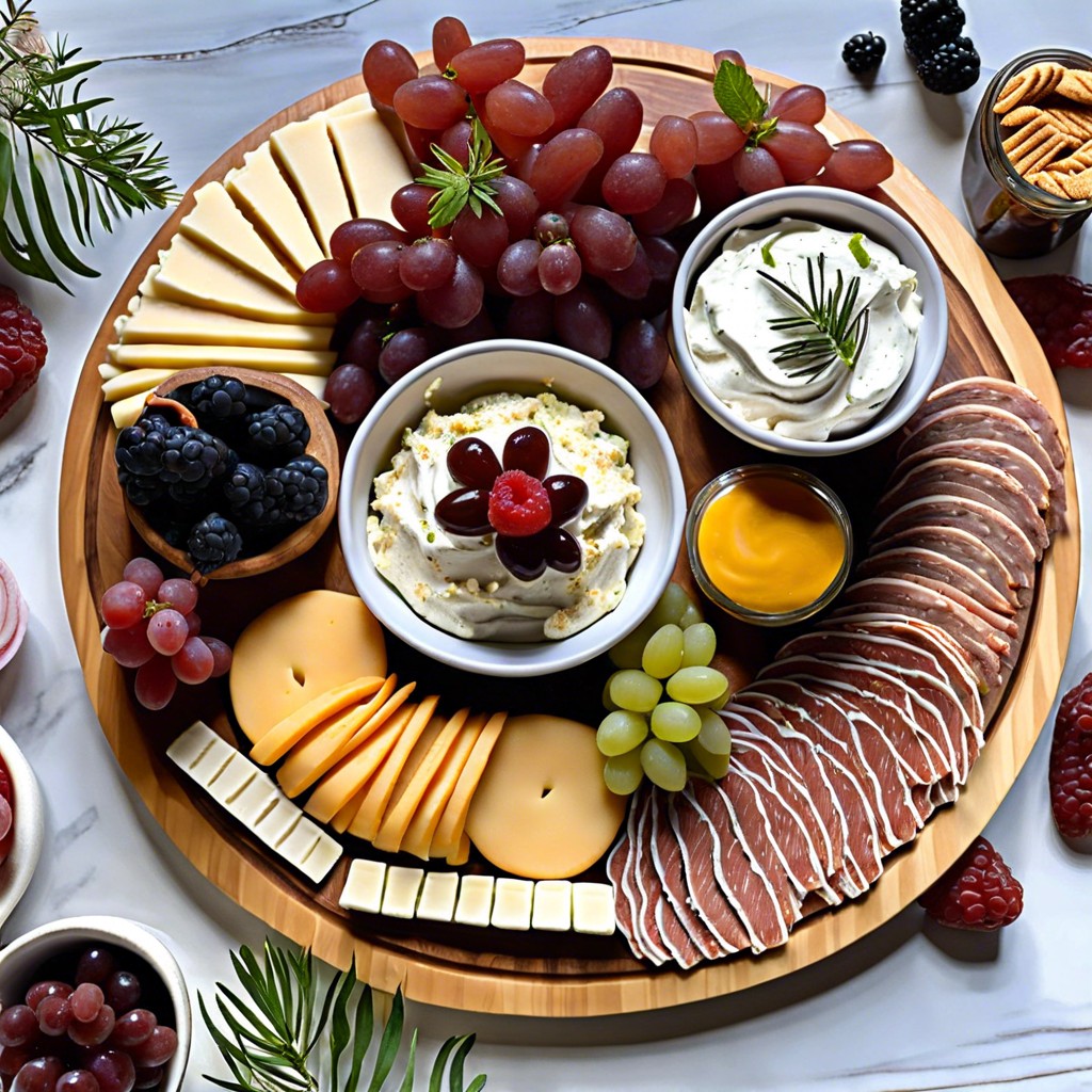 whimsical cake stand with dips