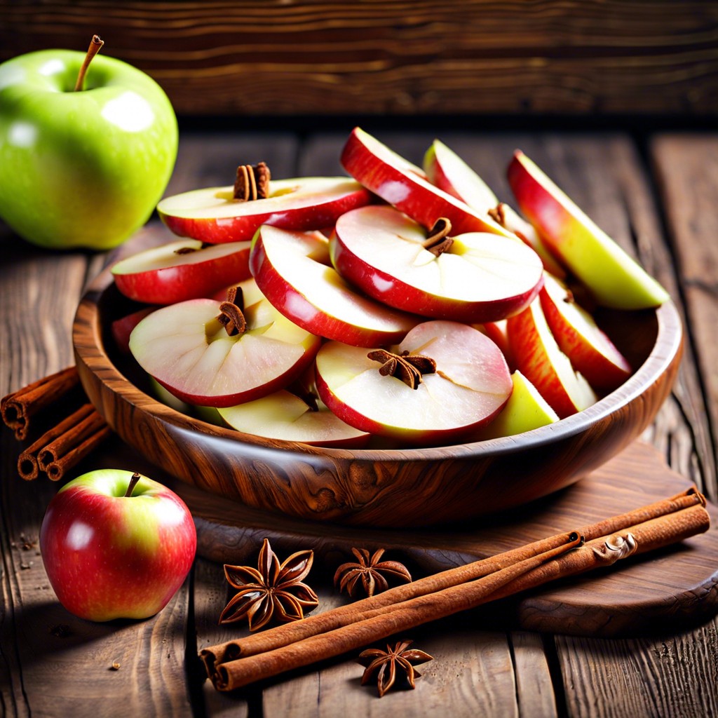 apple slices with a sprinkle of cinnamon