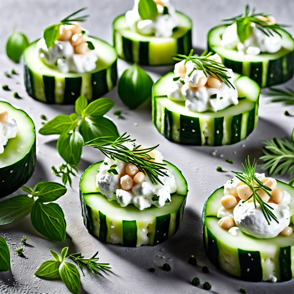 cucumber rounds with cottage cheese