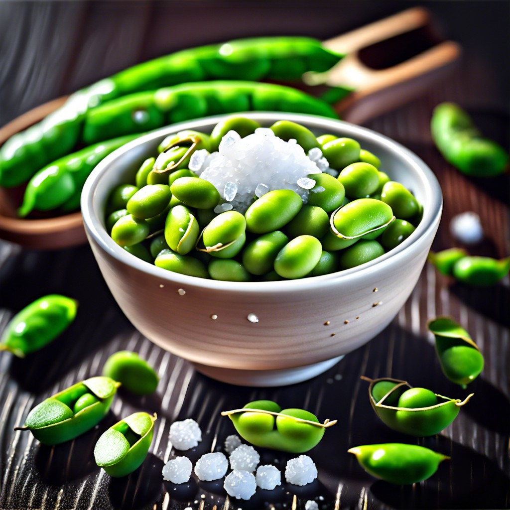 edamame sprinkled with sea salt