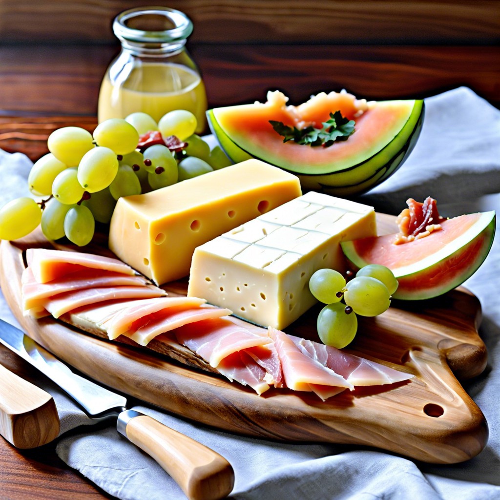 fontina with melon and prosciutto