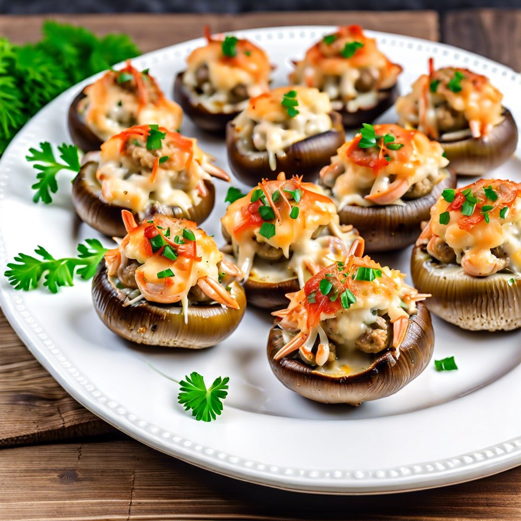 hot crab and cheese stuffed mushrooms