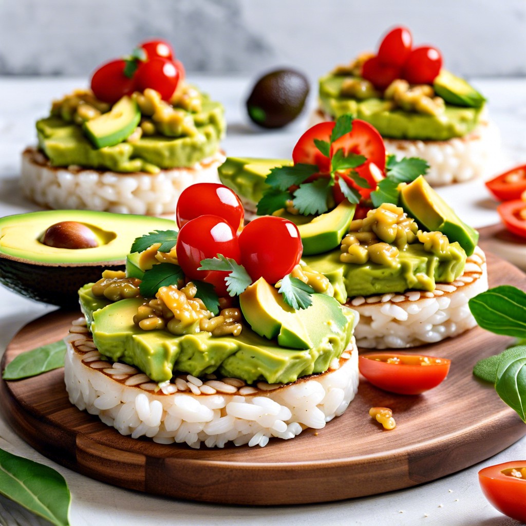 rice cakes with avocado spread