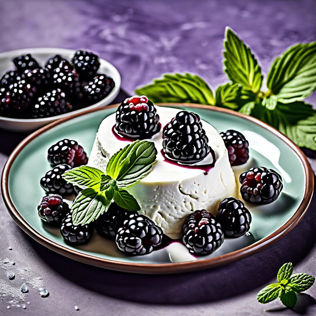 ricotta with blackberries and mint