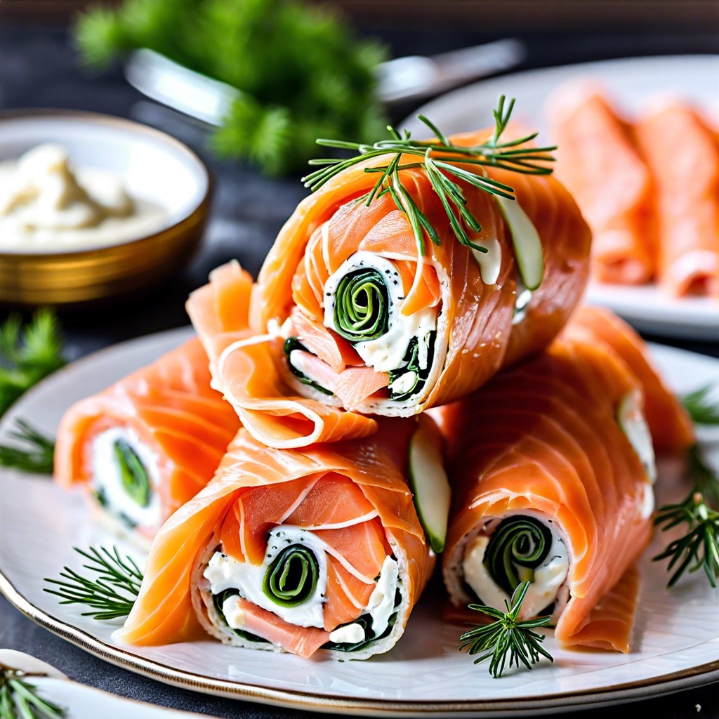 smoked salmon and cream cheese roll ups