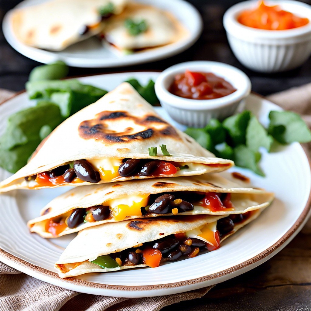 spicy black bean and cheese mini quesadillas