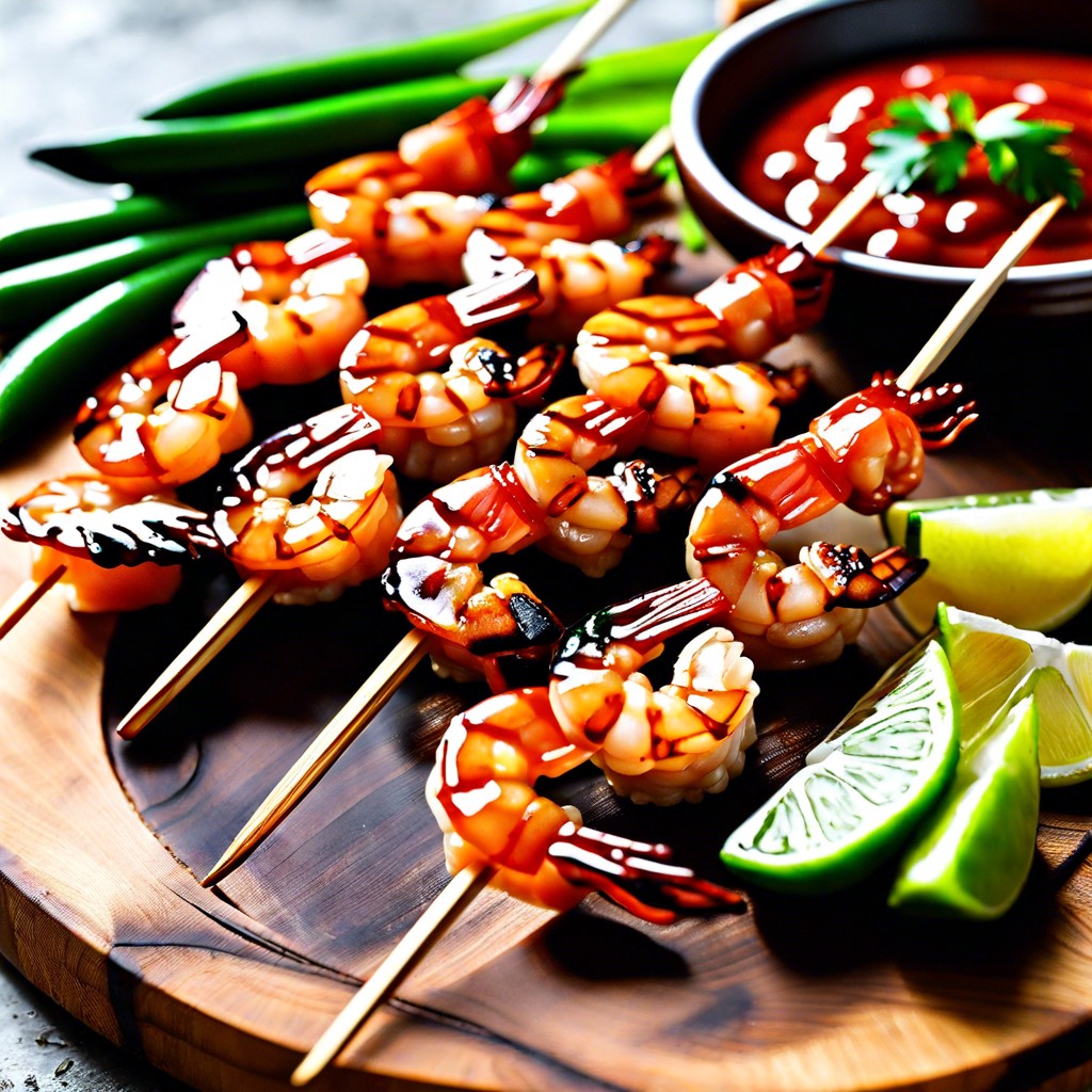 sriracha glazed shrimp skewers