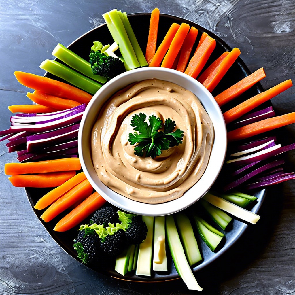 veggie sticks with hummus dip